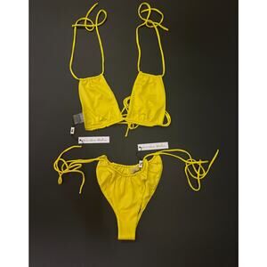 Monica Hansen Beachwear NWT‎ Rectangle Shaped Bikini Set Zafferano Yellow Small